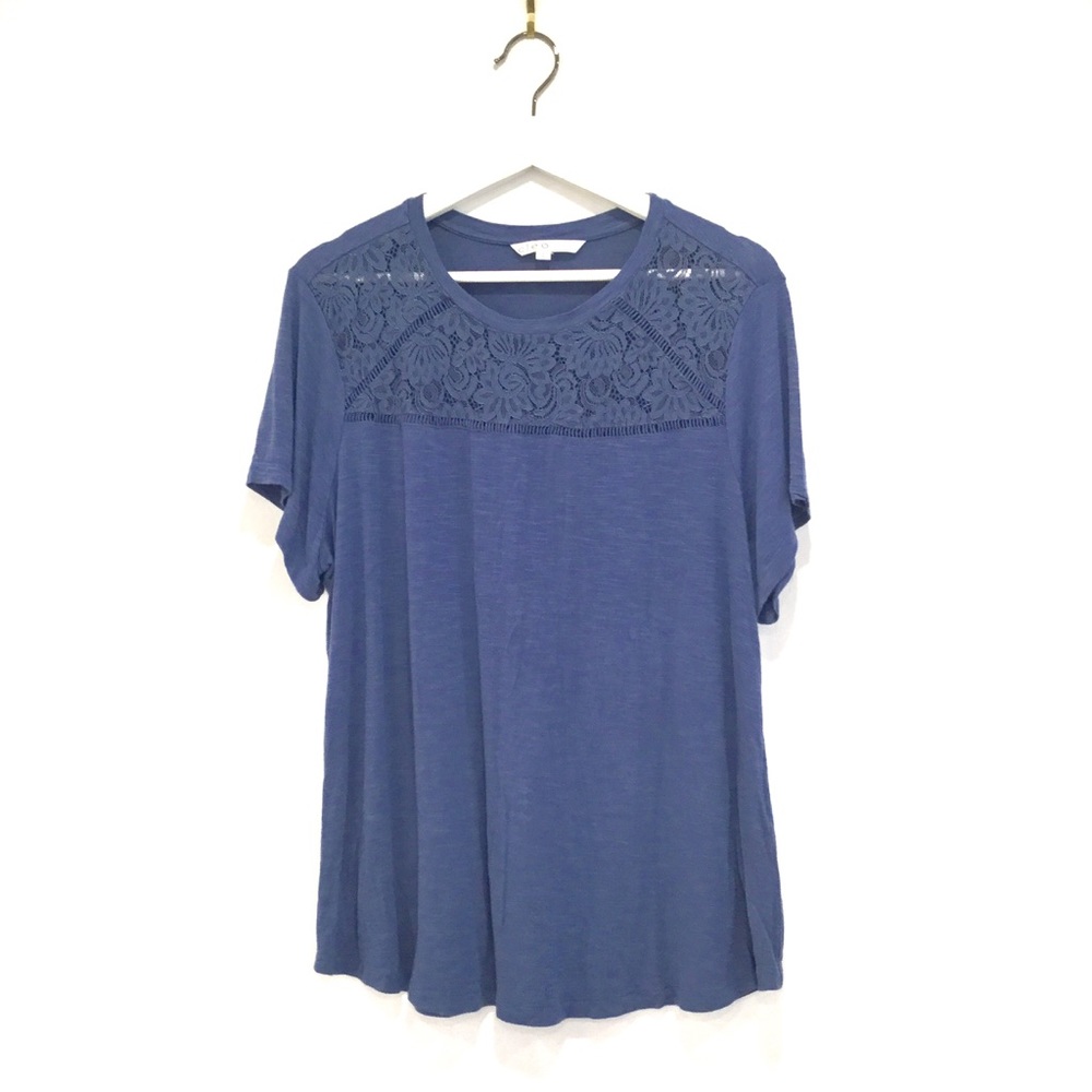 Cleo Blue Lacey Casual Comfy Oversized Top Sz S